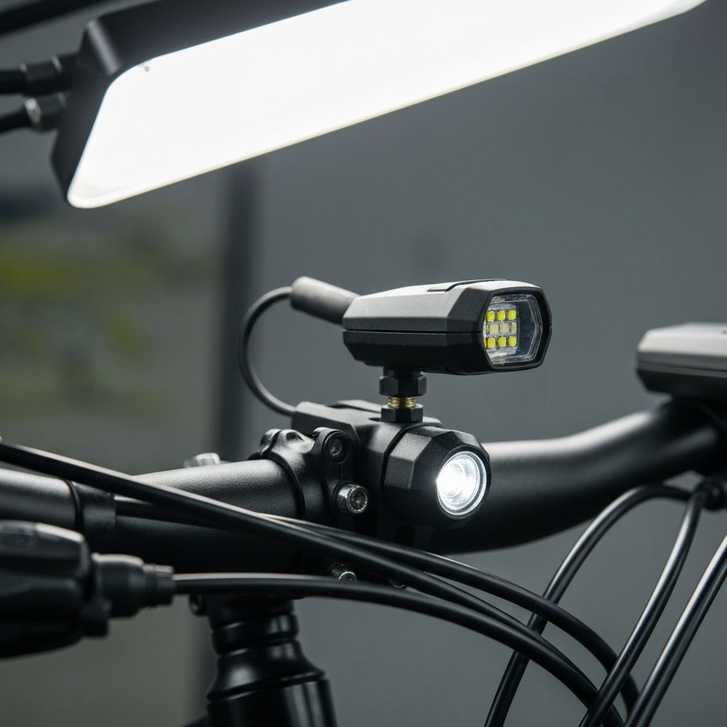 LED-Lichter werden am Fahrrad montiert